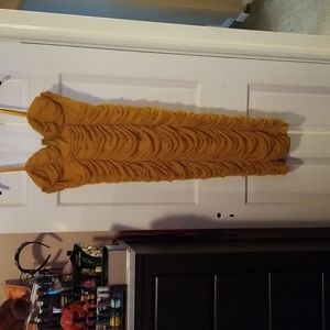 3x mustard all over ruched dress Fashionnova